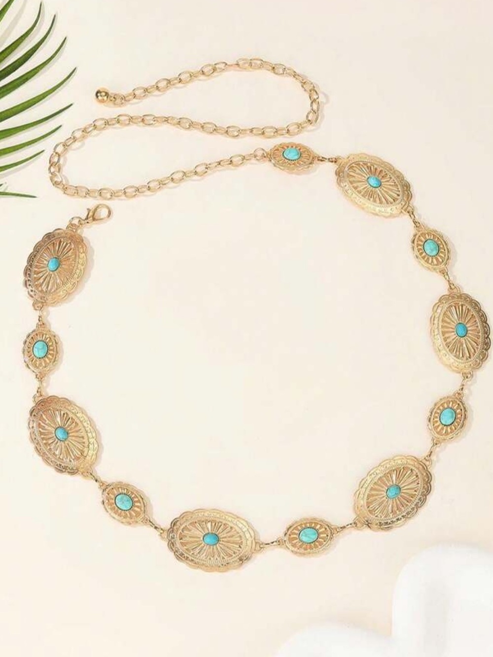 Gold Vintage Turquoise Concho Chain Belt NEW 🏷️